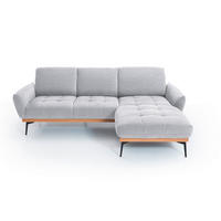 ECKSOFA in Flachgewebe Creme  - Creme/Schwarz, Design, Holz/Textil (245/171-185cm) - Stylife