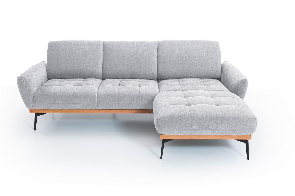 ECKSOFA in Flachgewebe Creme  - Creme/Schwarz, Design, Holz/Textil (245/171-185cm) - Stylife