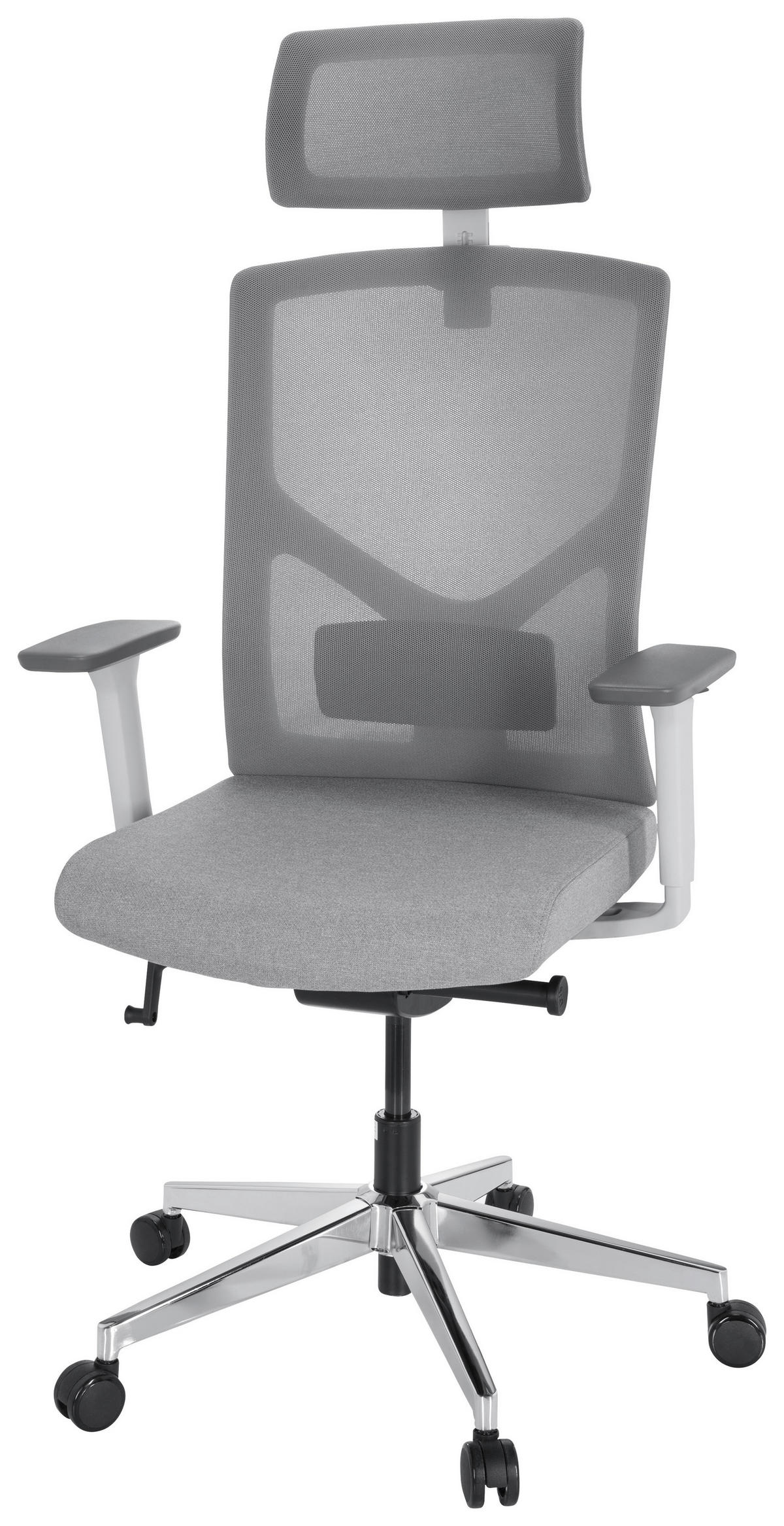 OTOČNÁ ŽIDLE, síťovina, plochá tkanina, šedá, bílá - šedá/bílá, Moderní, kov/textil (68/125/74cm) - MID.YOU