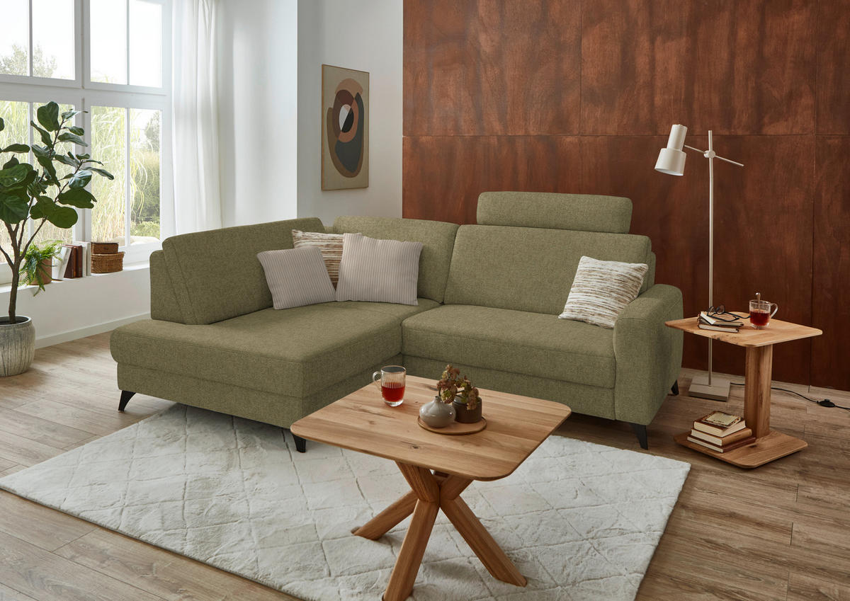 ECKSOFA  Chenille Schilfgrün  - Schilfgrün/Schwarz, Design, Textil/Metall (182/239cm) - Beldomo Comfort