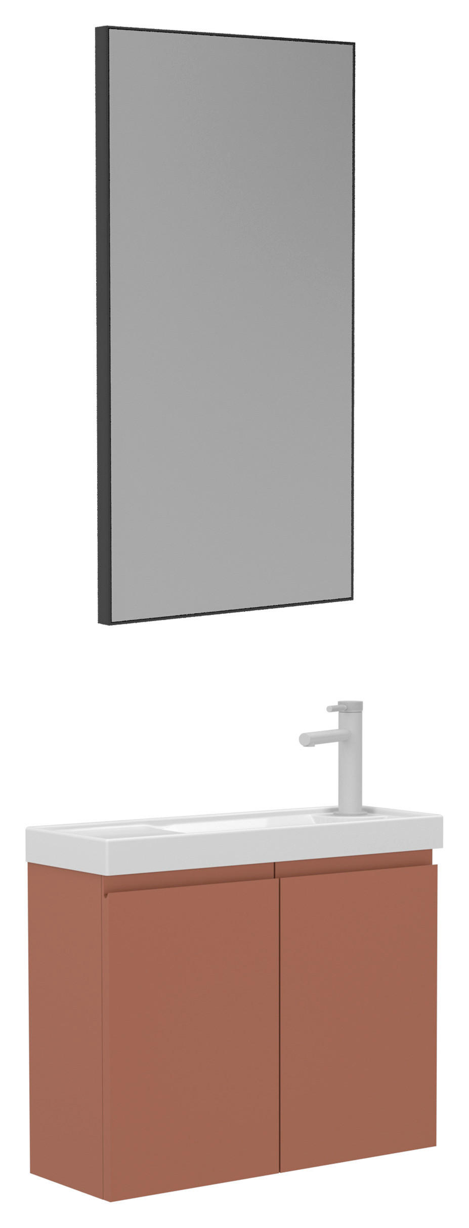 BADEZIMMER 3-teilig  in  - Weiß Hochglanz/Orange, MODERN, Keramik/Holzwerkstoff (60/140/22cm) - MID.YOU