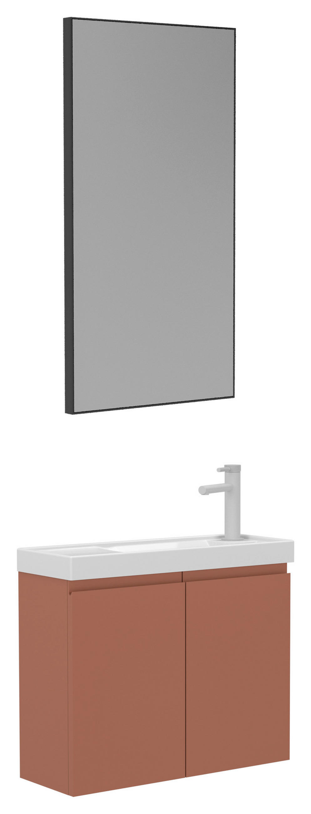 BADEZIMMER 3-teilig  in  - Weiß Hochglanz/Orange, MODERN, Keramik/Holzwerkstoff (60/140/22cm) - MID.YOU