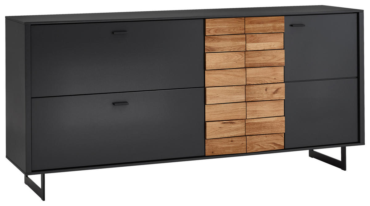 SIDEBOARD Grau, Eichefarben  186/87,2/46,4 cm  - Eichefarben/Anthrazit, Design, Holz/Holzwerkstoff (186/87,2/46,4cm) - Novel