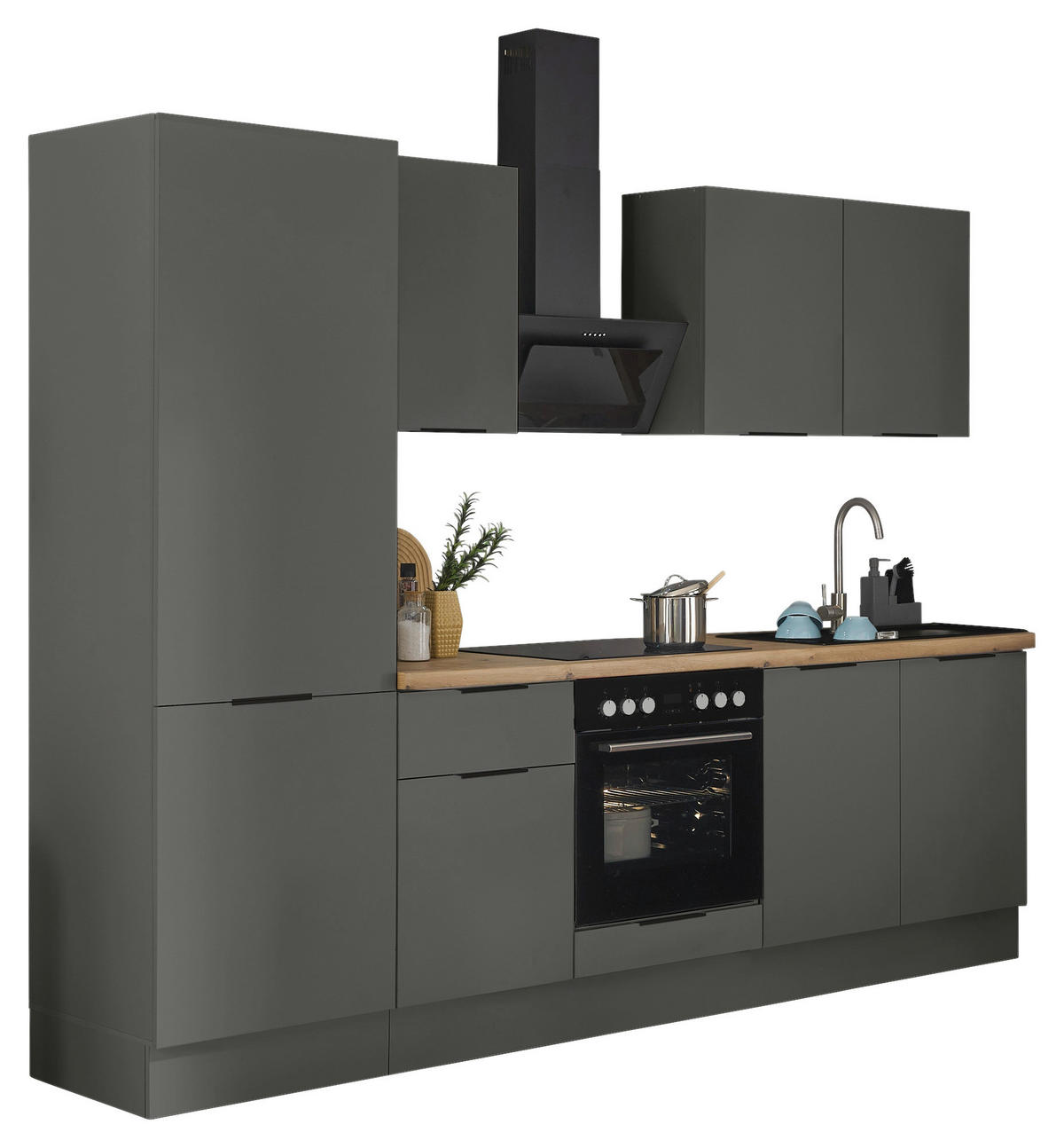 KÜCHENBLOCK   in Graphitfarben  - Schwarz/Graphitfarben, Basics, Holzwerkstoff/Metall (270/211/60cm) - Xora