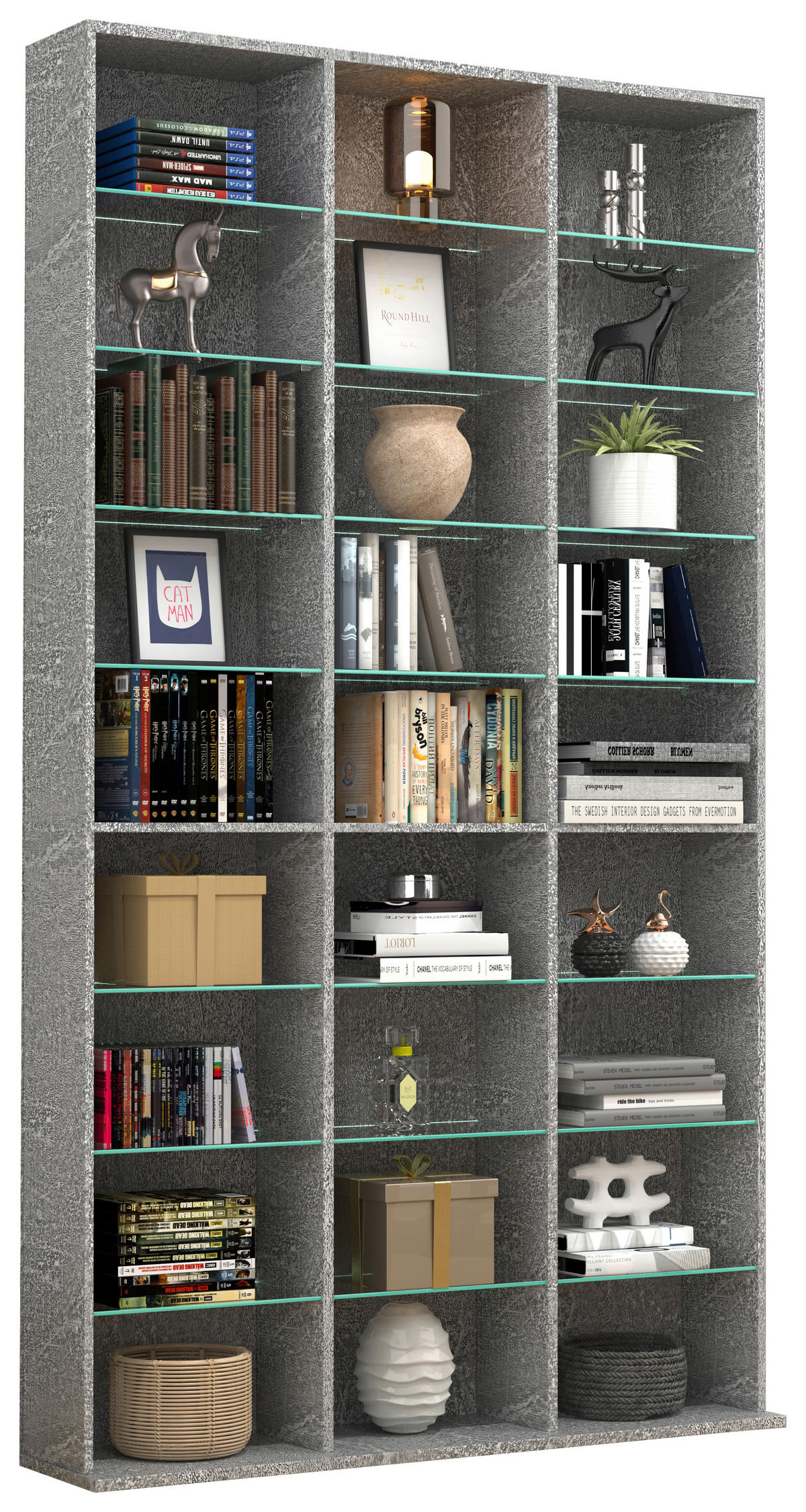 REGAL Grau  - Grau, Design, Glas/Holzwerkstoff (102/181/23cm) - MID.YOU