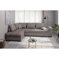 ECKSCHLAFSOFA Graubraun Chenille  - Graubraun/Schwarz, MODERN, Holz/Textil (202/298cm) - MID.YOU