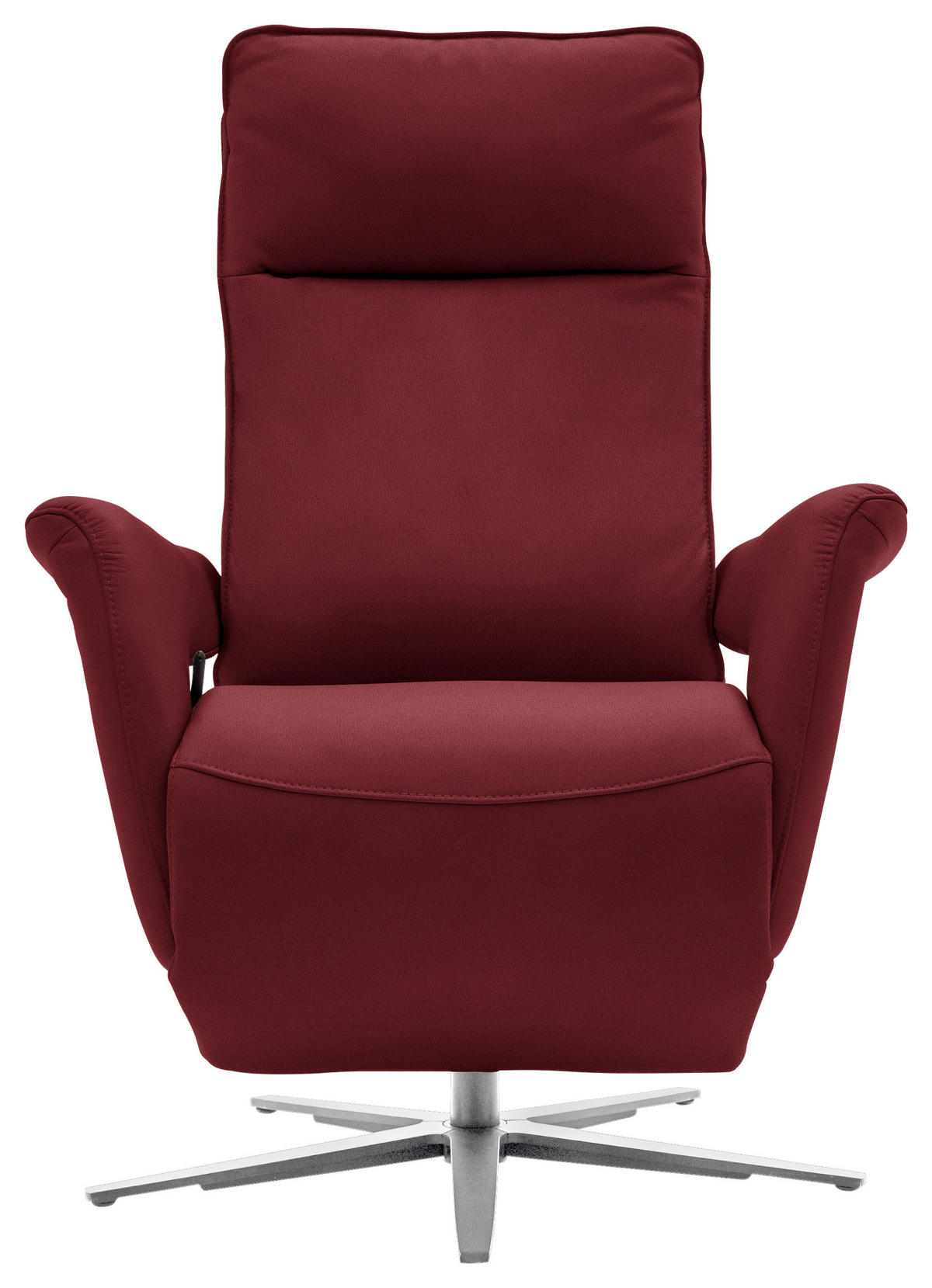 RELAXSESSEL in Leder Rot  - Edelstahlfarben/Rot, Design, Leder/Metall (79-83/116/87-176cm) - Valdera