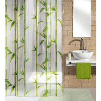 DUSCHVORHANG Bambu 180/200 cm  - Weiß/Grün, Trend, Kunststoff (180/200cm) - Kleine Wolke