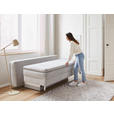 BOXSPRINGSOFA in Flachgewebe Hellgrau  - Chromfarben/Hellgrau, Design, Textil/Metall (200/93/107cm) - Novel