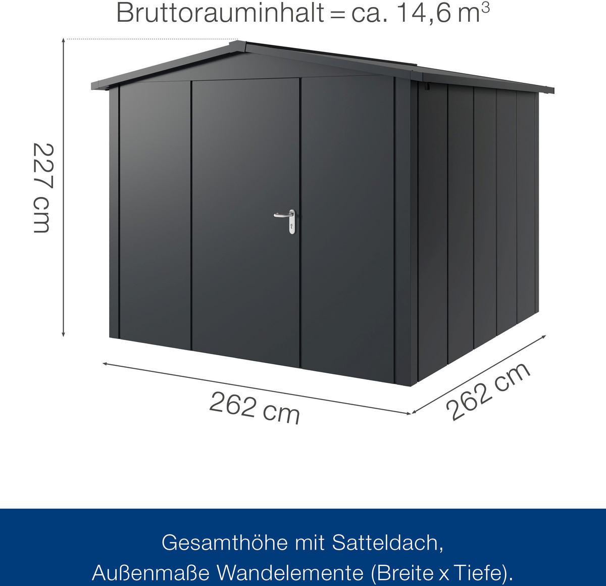 GERÄTEHAUS 285/227/277 cm  - Anthrazit, Basics, Metall (285/227/277cm) - Hörmann