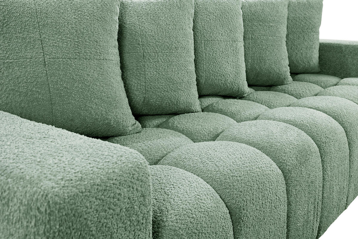 SCHLAFSOFA  mit Liegefunktion, Schlafen auf Sitzhöhe Struktur, Bouclé Mintgrün  - Schwarz/Mintgrün, Basics, Kunststoff/Textil (250/86/140cm) - Livetastic
