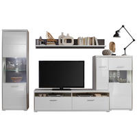 REGAL ZA DNEVNI BORAVAK siva, srebrne boje, bijela   - bijela/srebrne boje, Design, staklo/drvni materijal (319/201/52cm) - Livetastic