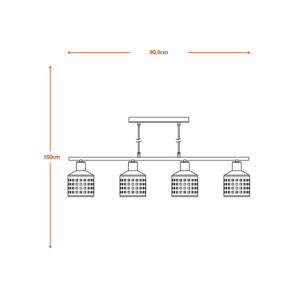 PENDELLEUCHTE 90,5/12,5/150 cm  - Braun, Basics, Stein/Metall (90,5/12,5/150cm) - Ledvance