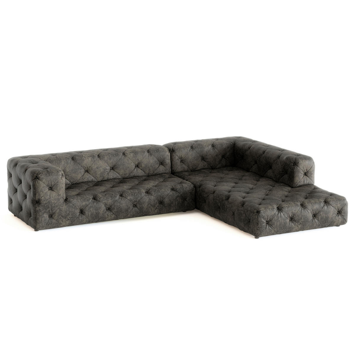 ECKSOFA Fresco in Lederlook Anthrazit  325/228 cm  - Anthrazit/Schwarz, Design, Kunststoff/Textil (325/228cm) - P & B
