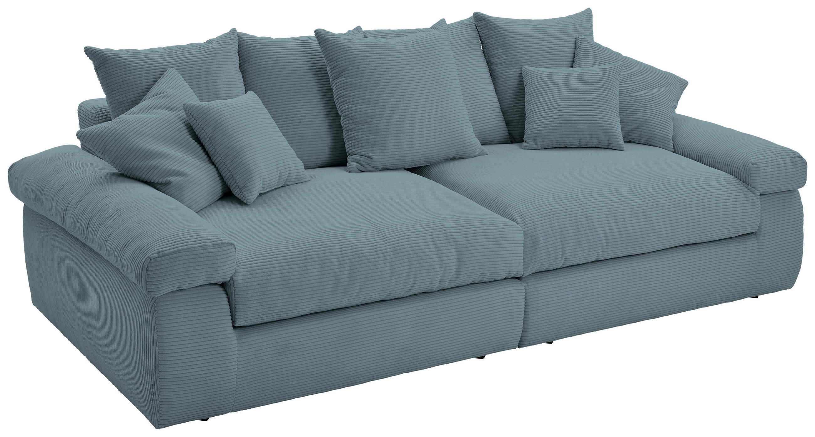 BIGSOFA Cord Blaugrau  - Blaugrau/Schwarz, Design, Kunststoff/Textil (260/90/140cm) - Ambia Home