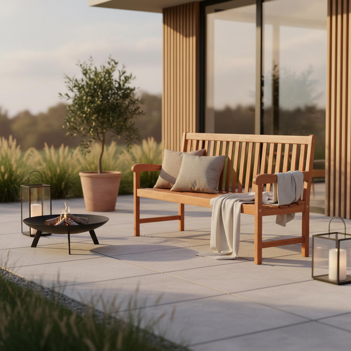 GARTENBANK 157/89/58 cm  in Naturfarben  - Naturfarben, Basics, Holz (157/89/58cm) - Gardenson