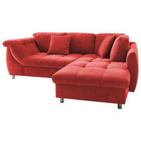 ECKSOFA Rot Mikrofaser  - Chromfarben/Rot, Design, Kunststoff/Textil (250/190cm) - Livetastic