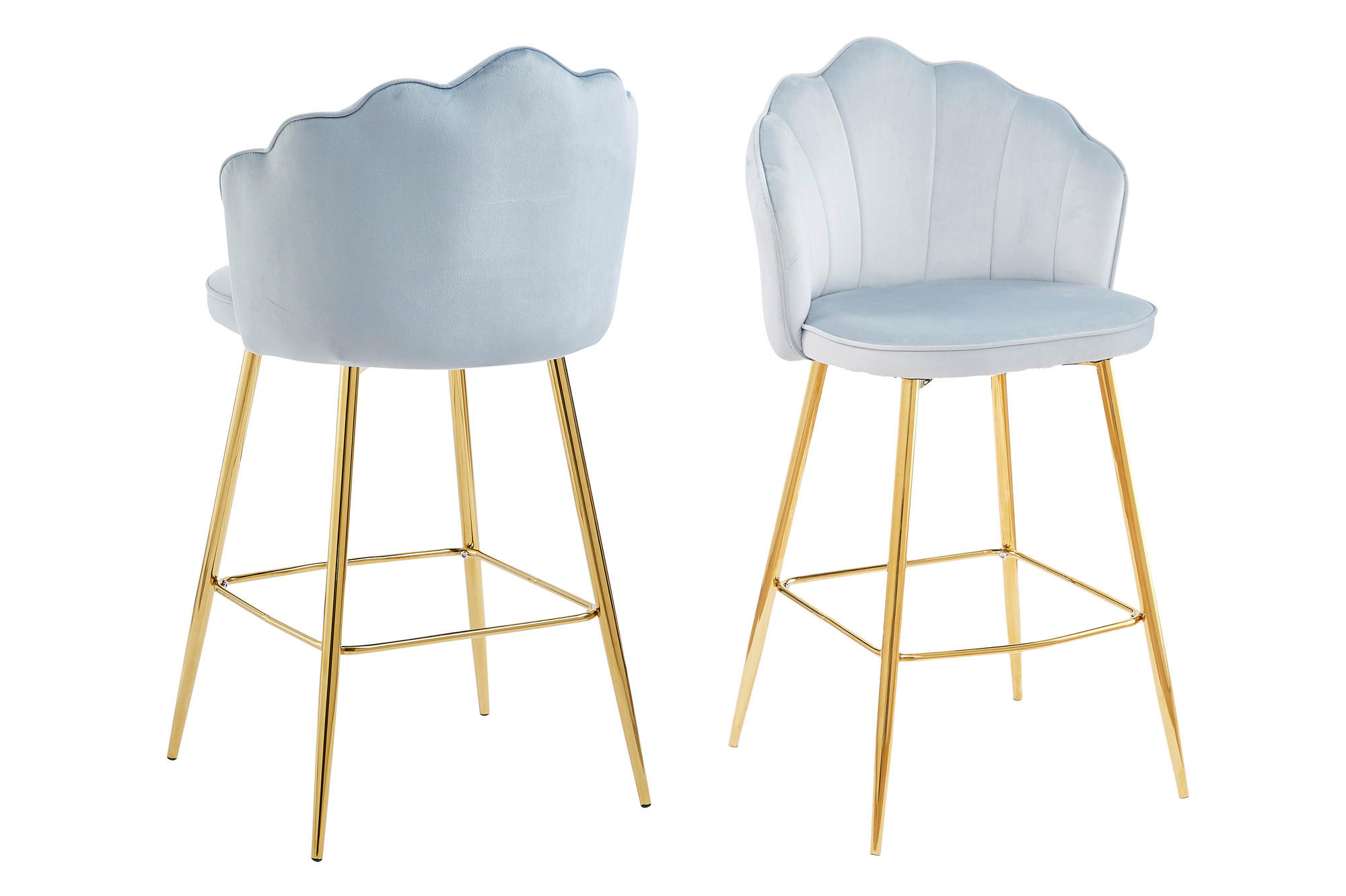 BARHOCKER-SET Samt Hellgrau  - Goldfarben/Hellgrau, MODERN, Textil/Metall (52/100/54cm) - Livetastic