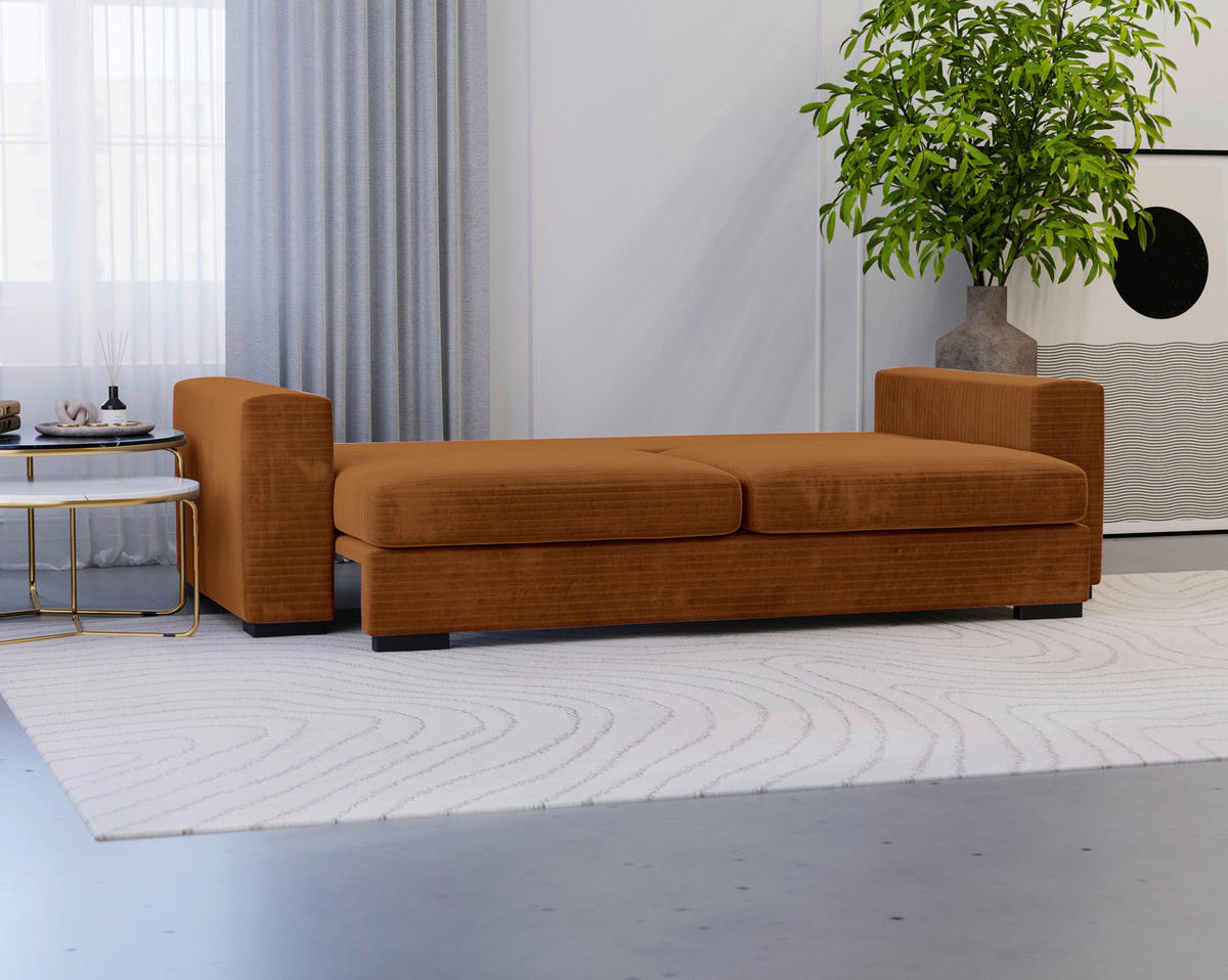 SCHLAFSOFA in Flachgewebe Rostfarben  - Rostfarben/Schwarz, Konventionell, Kunststoff/Textil (236/78/114cm) - Carryhome
