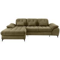 ECKSCHLAFSOFA in Cord Olivgrün  - Schwarz/Olivgrün, Modern, Textil/Metall (189/273cm) - Livetastic