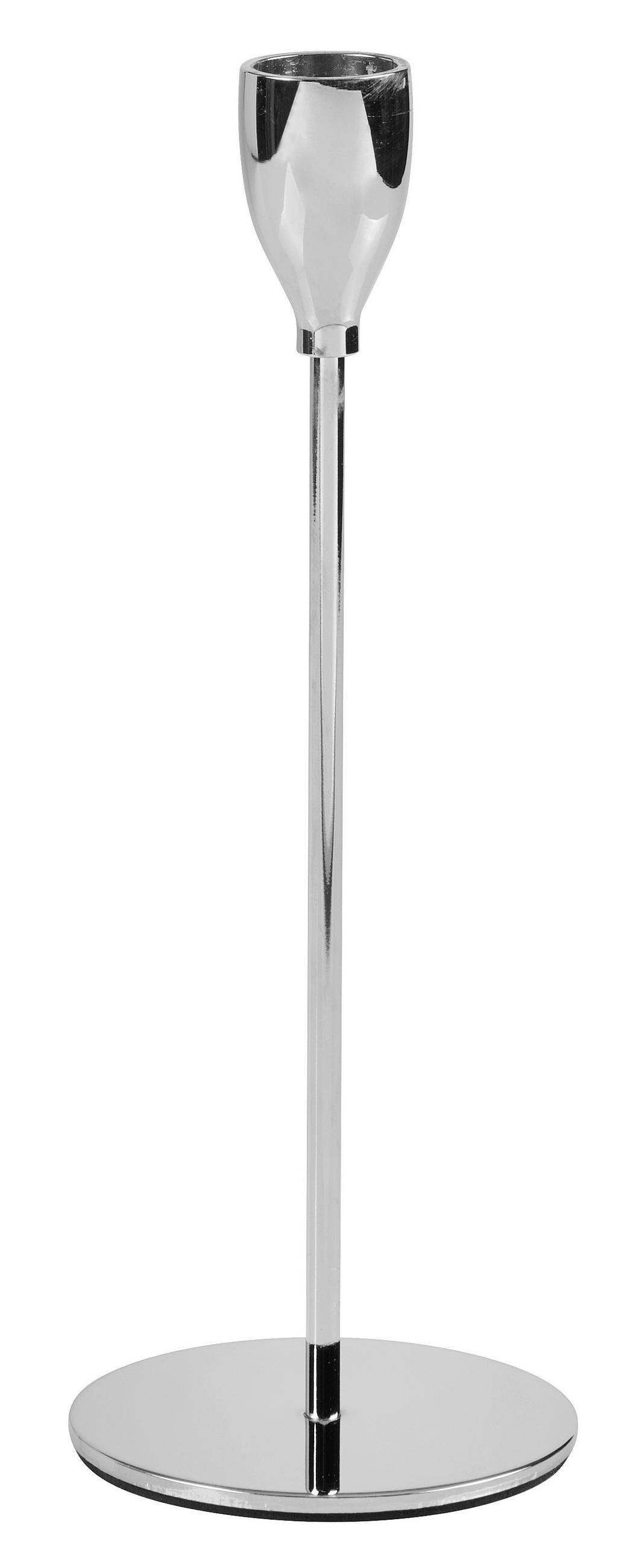 SVIETNIK NA DLHÉ SVIEČKY  kov - strieborná, Basics, kov (8/22,5cm) - Ambia Home