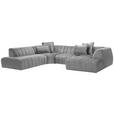 ECKSOFA Grau Samt  - Schwarz/Grau, MODERN, Kunststoff/Textil (270/328/180cm) - Carryhome