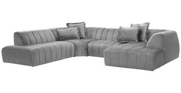 ECKSOFA Grau Samt  - Schwarz/Grau, MODERN, Kunststoff/Textil (270/328/180cm) - Carryhome