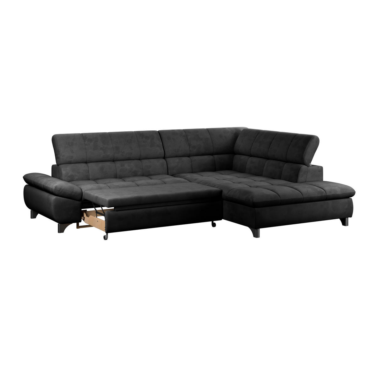 ECKSOFA Anthrazit Chenille  - Chromfarben/Anthrazit, KONVENTIONELL, Textil/Metall (312/234cm) - Livetastic
