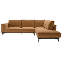 ECKSOFA Orange beflockt  - Schwarz/Orange, Design, Holz/Textil (293/200cm) - MID.YOU
