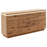 ŠIROKÁ KOMODA, trámový dub, farba duba, 180/84/44 cm - farba duba/antracitová, Natur, kov/drevo (180/84/44cm) - Linea Natura