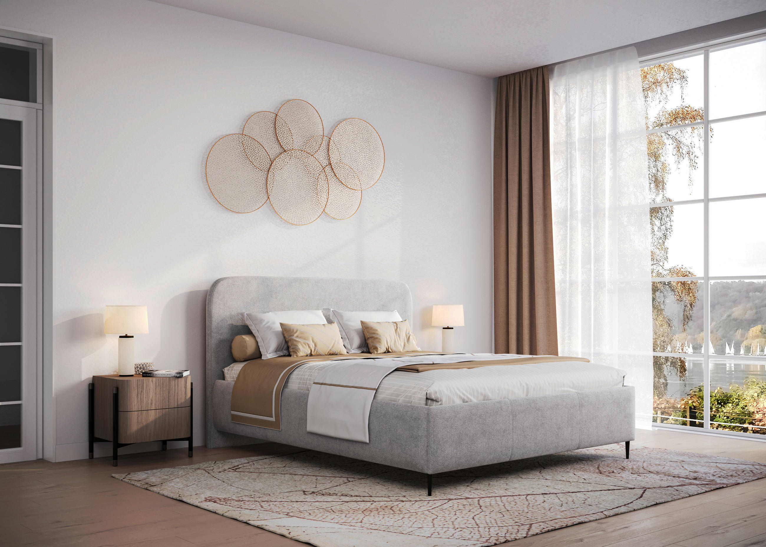 TAPECIRANI KREVET   180/200 cm   siva  - siva/crna, Moderno, drvni materijal/drvo (180/200cm) - Livetastic