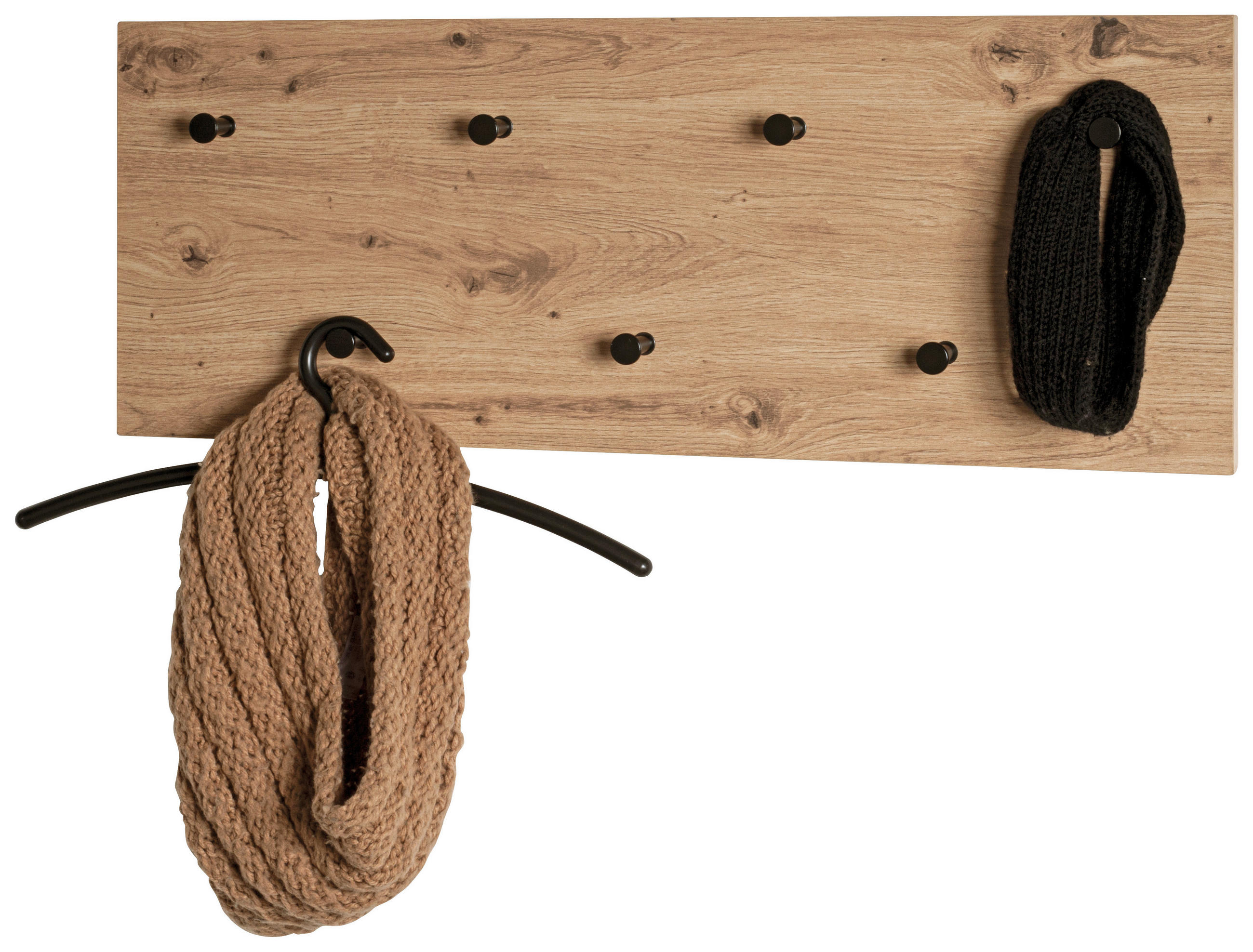 WANDGARDEROBE - Eichefarben/Schwarz, Holzwerkstoff/Metall (80/30/5cm)