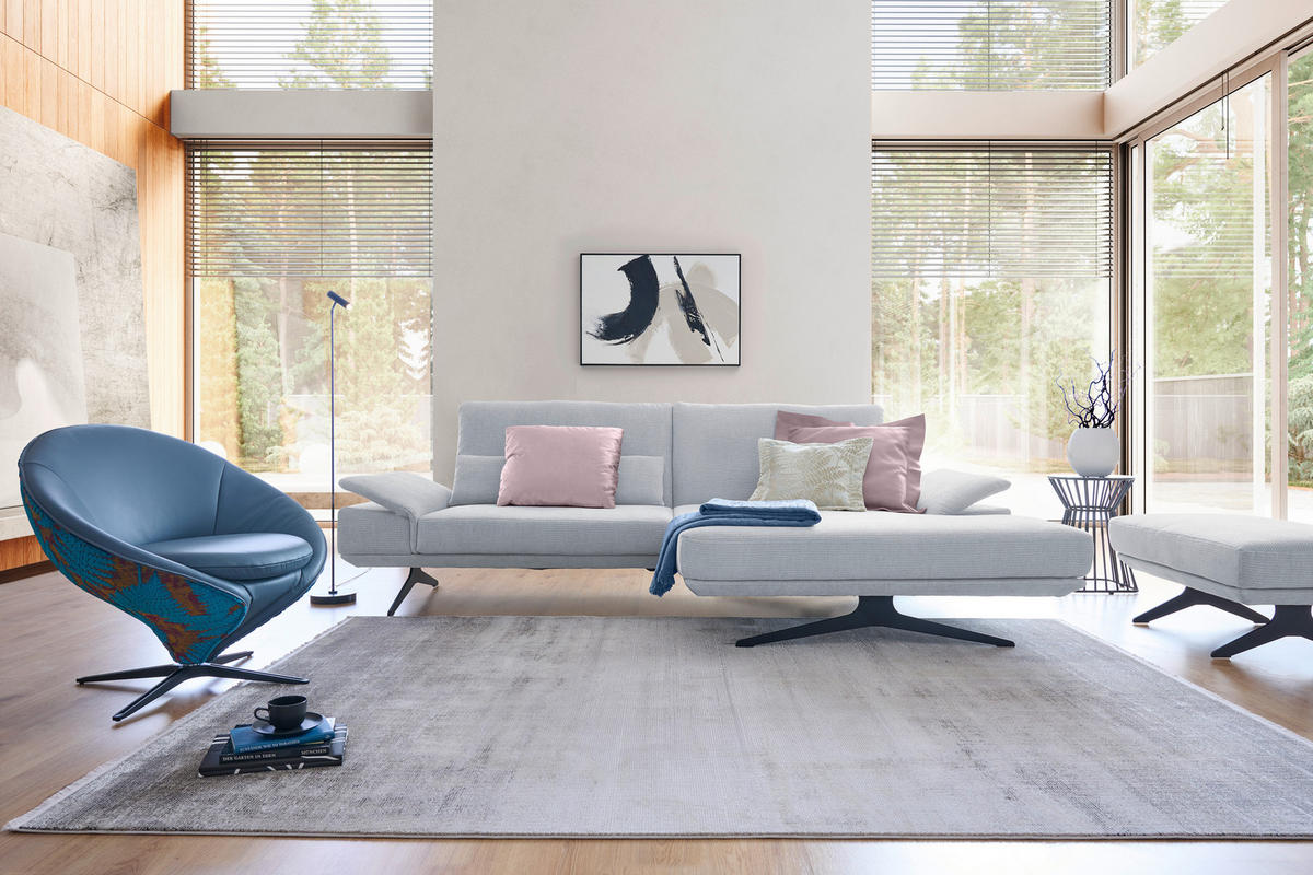 ECKSOFA in Flachgewebe Grau  269/155 cm  - Schwarz/Grau, Design, Textil/Metall (269/155cm) - Koinor