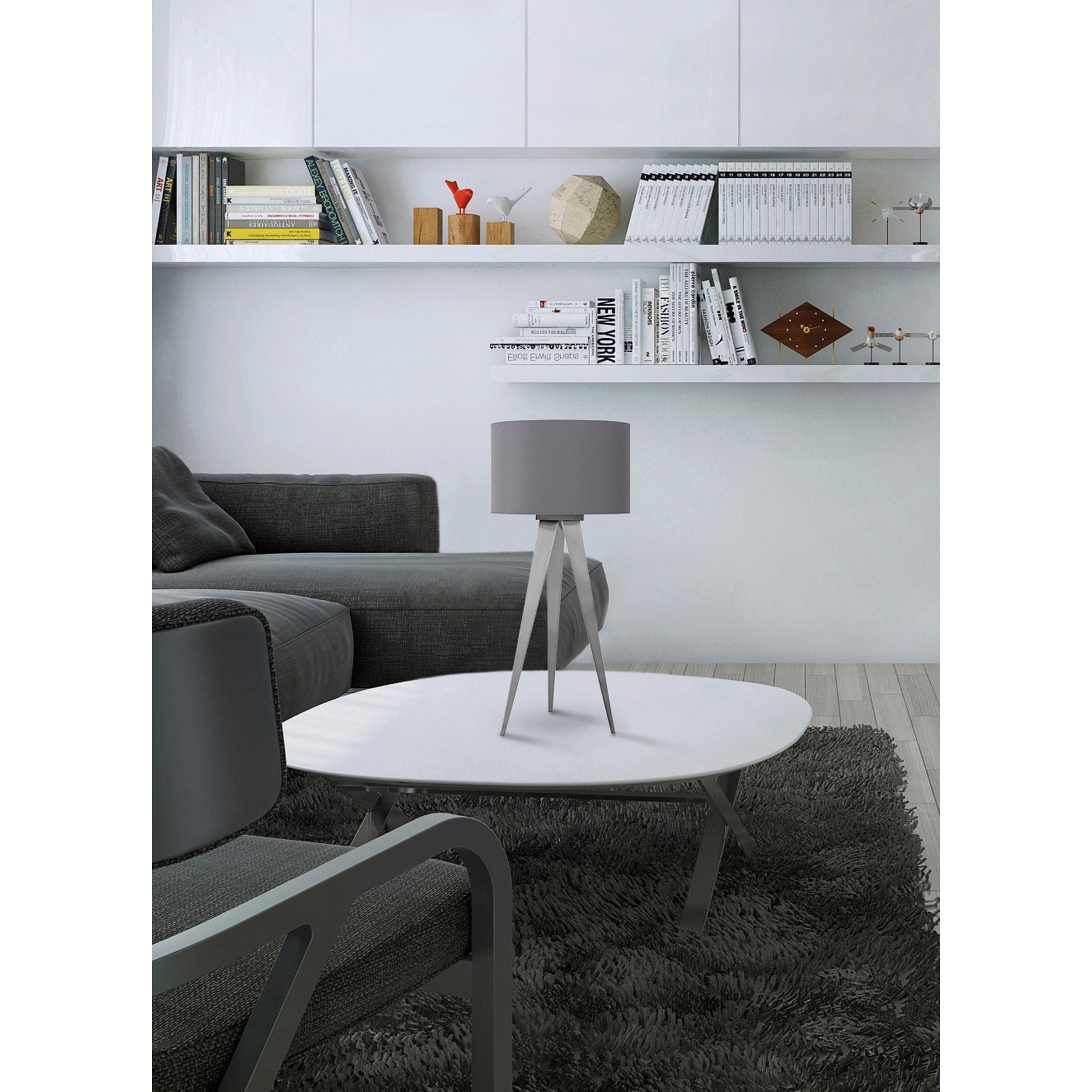 TISCHLEUCHTE Tripod 28/61,5 cm   - Nickelfarben, Basics, Textil/Metall (28/61,5cm) - Näve