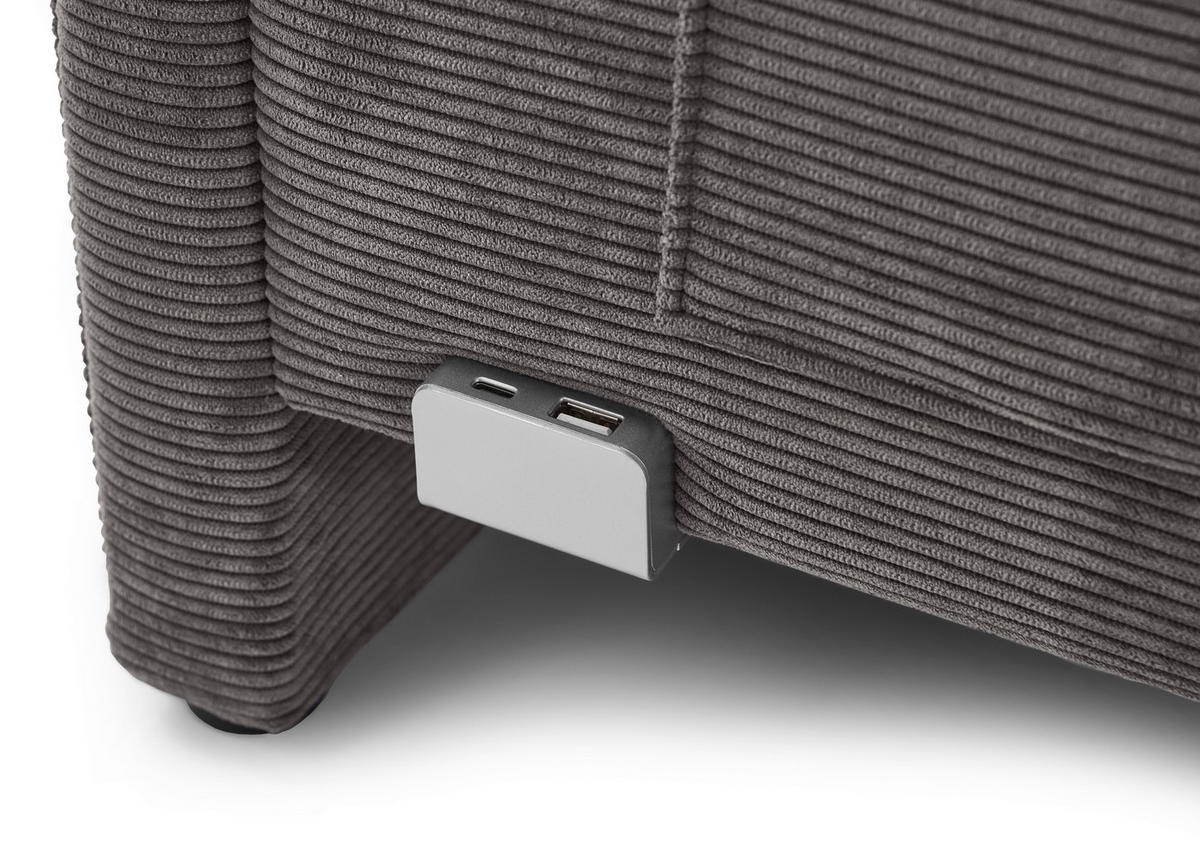 POLSTERLIEGE in Cord Anthrazit  - Eichefarben/Birkefarben, Konventionell, Holz/Textil (120/200cm) - Stylife