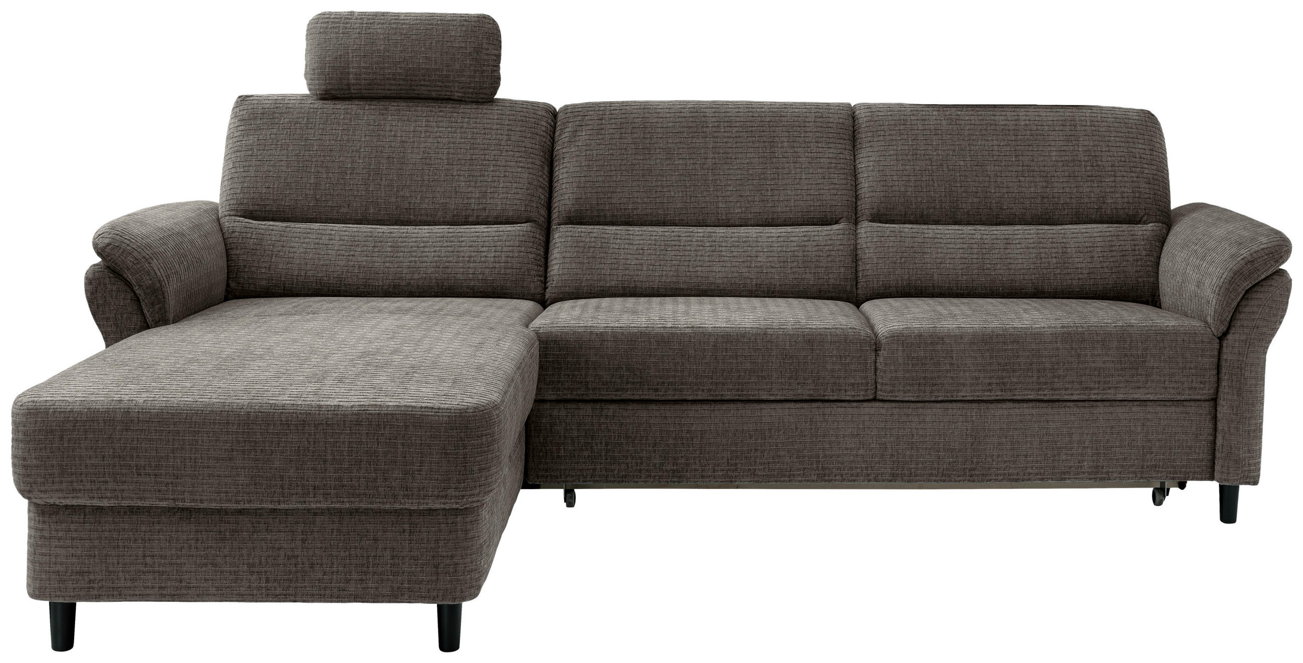 ECKSOFA Graubraun Mikrofaser  - Graubraun/Schwarz, MODERN, Holz/Textil (176/279cm) - Livetastic