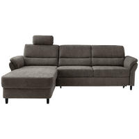 ECKSOFA in Mikrofaser Graubraun  - Graubraun/Schwarz, Modern, Holz/Textil (176/279cm) - Livetastic