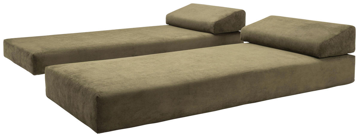 SCHLAFSOFA Flachgewebe Grün  - Eichefarben/Grün, Design, Holz/Textil (200/82/80cm) - Niels Andersson