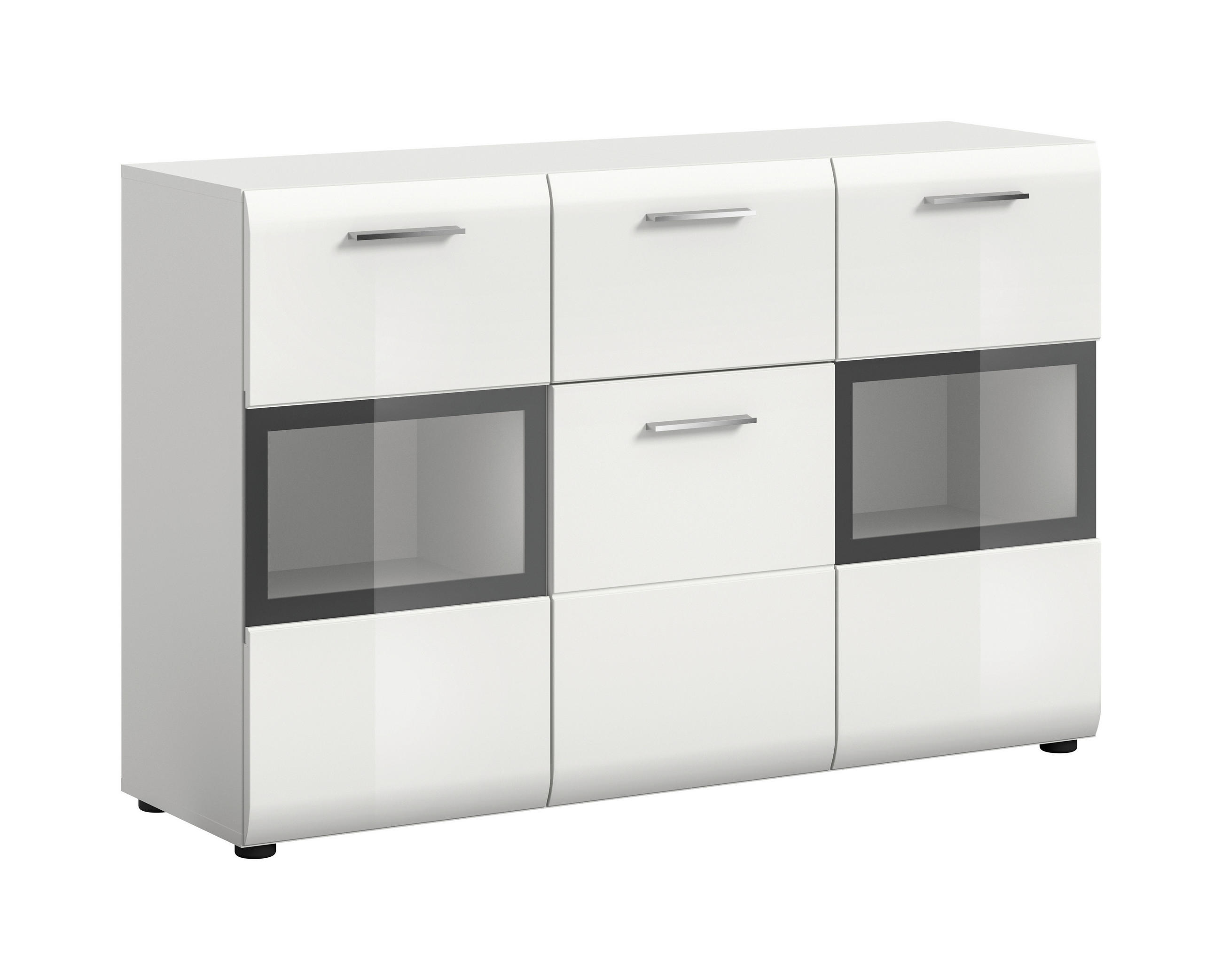 SIDEBOARD  125/81/37 cm 1 Schublade(n)  - Weiß Hochglanz/Silberfarben, Design, Holzwerkstoff/Kunststoff (125/81/37cm) - Livetastic