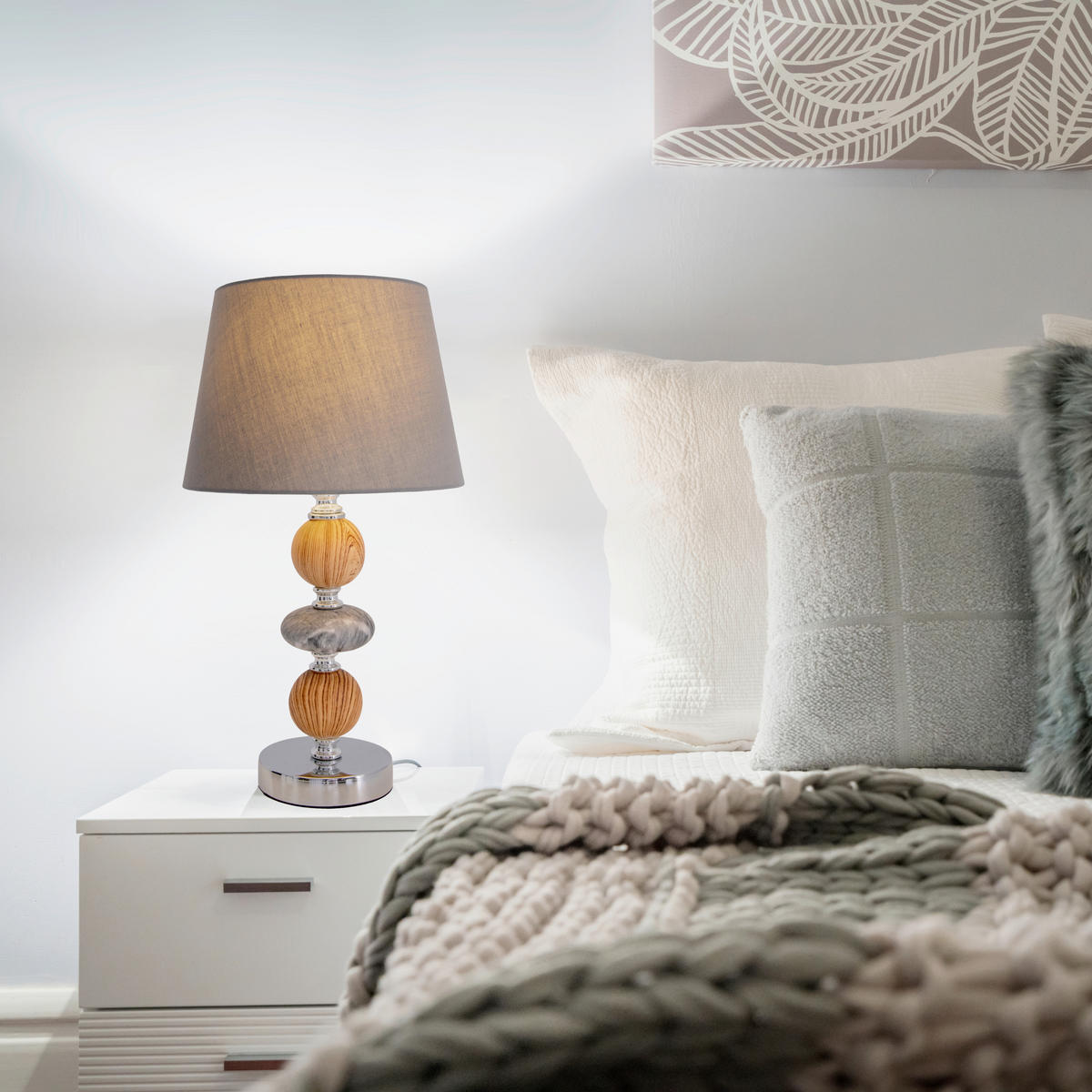 TISCHLEUCHTE ARAGA 20/36 cm   - Chromfarben/Braun, Design, Keramik/Textil (20/36cm) - Näve