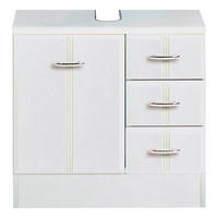 SKRINKA POD UMÝVADLO, biela, biela, 60/56/35 cm - biela/chrómová, Konventionell, kompozitné drevo/plast (60/56/35cm) - Held