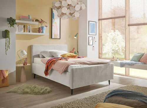 POLSTERBETT 140/200 cm  in Creme  - Creme/Schwarz, Modern, Holz/Holzwerkstoff (140/200cm) - MID.YOU