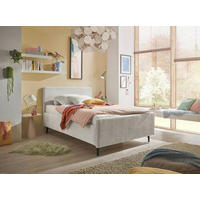 POLSTERBETT gepolstertes Kopfteil 140/200 cm  in Creme  - Creme/Schwarz, MODERN, Holz/Textil (140/200cm) - MID.YOU
