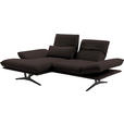 ECKSOFA in Echtleder Braun  - Gelb/Schwarz, Design, Leder/Metall (130/210cm) - Dieter Knoll