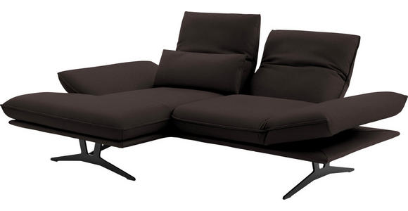 ECKSOFA in Echtleder Braun  - Gelb/Schwarz, Design, Leder/Metall (130/210cm) - Dieter Knoll