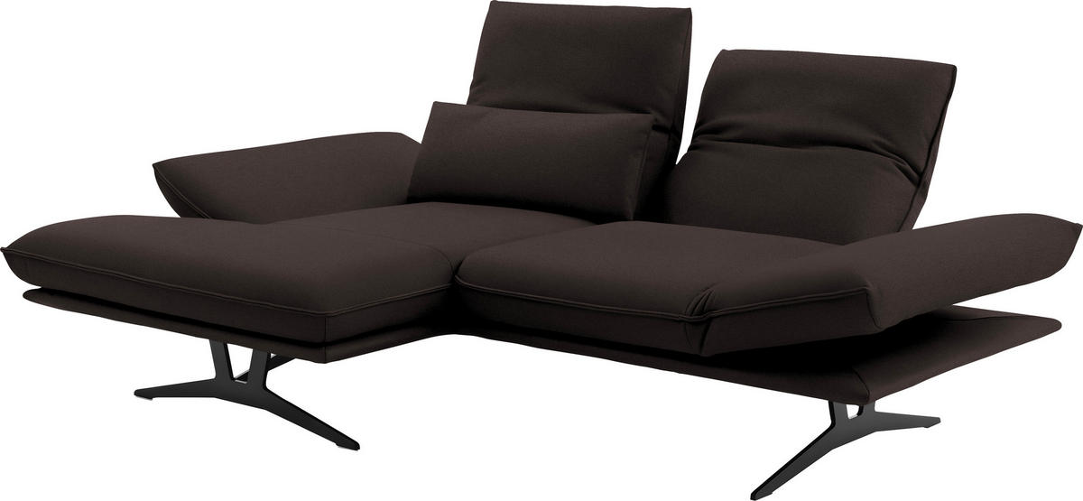 ECKSOFA in Echtleder Braun  130/210 cm  - Gelb/Schwarz, Design, Leder/Metall (130/210cm) - Dieter Knoll