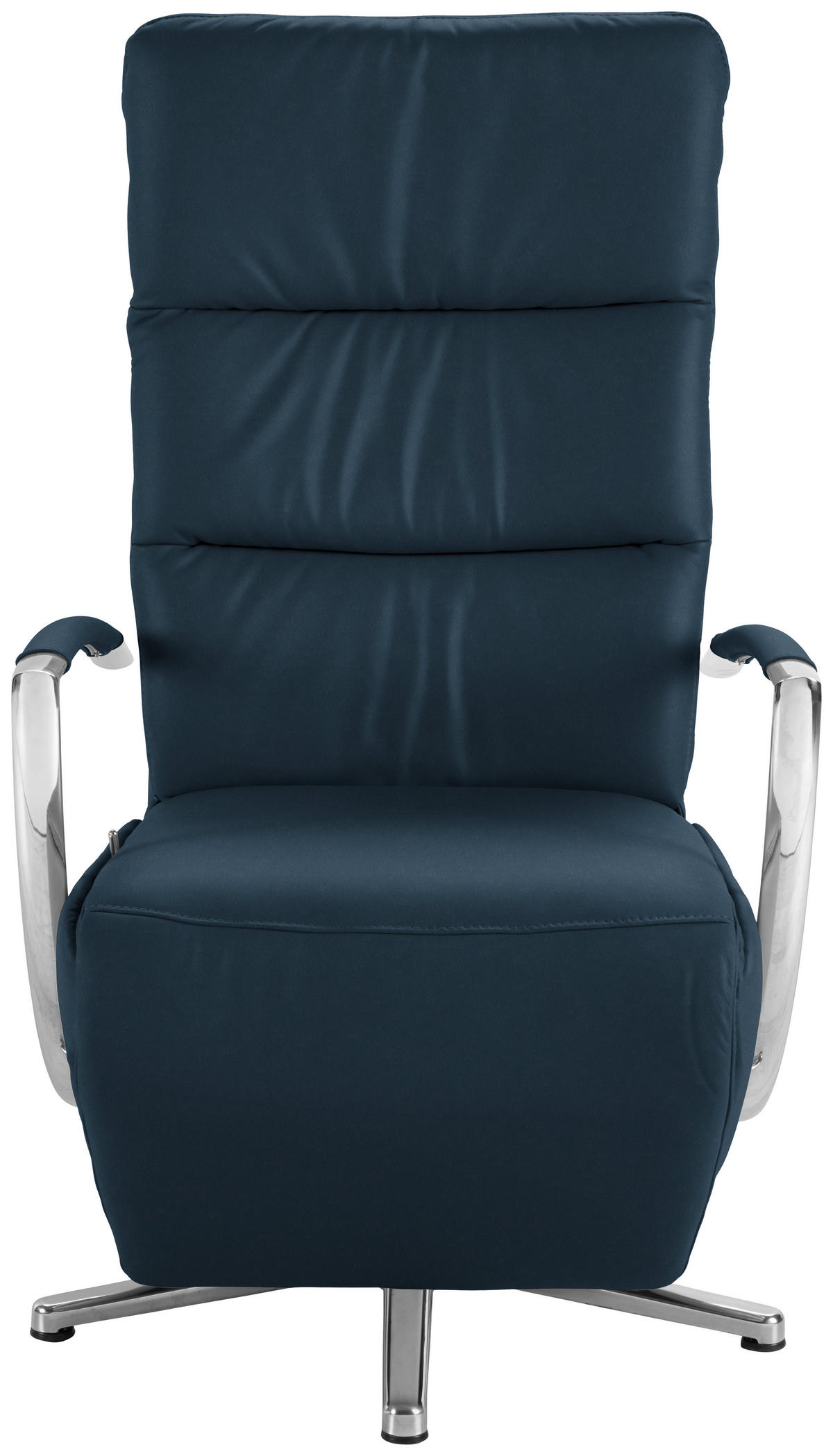 RELAXSESSEL Echtleder    - Chromfarben/Dunkelblau, Design, Leder/Metall (64/112/80cm) - Cantus