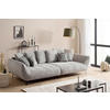 BIGSOFA TRITON Flachgewebe Dunkelgrau  - Dunkelgrau/Schwarz, Design, Textil/Metall (311/95/130cm) - Livetastic