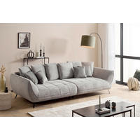 BIGSOFA TRITON Flachgewebe Dunkelgrau  - Dunkelgrau/Schwarz, Design, Textil/Metall (311/95/130cm) - Livetastic