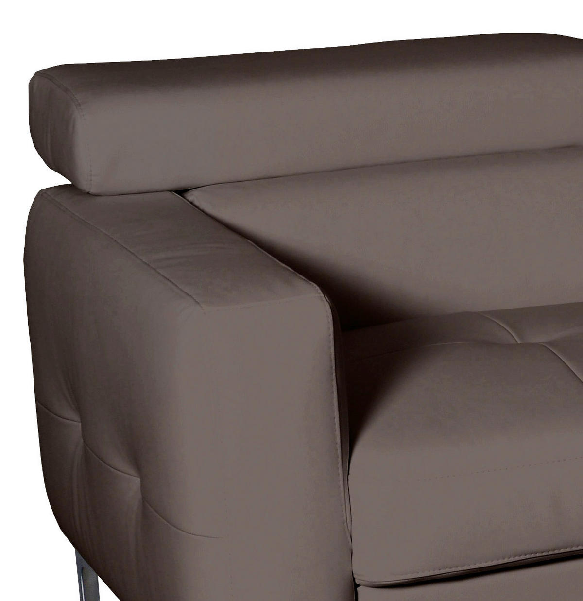 ECKSOFA Braun Echtleder  - Chromfarben/Braun, Design, Leder/Metall (226/169cm) - Livetastic